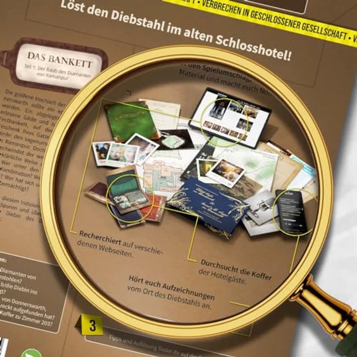 MAGNIFICUM Krimispiel: Das Bankett - Teil 1 - Der Raub des Diamanten von Ramanpur, Detektivspiel/Escape Room Spiel für Erwachsene, realistisches Krimispiel für zu Hause – Bild 3