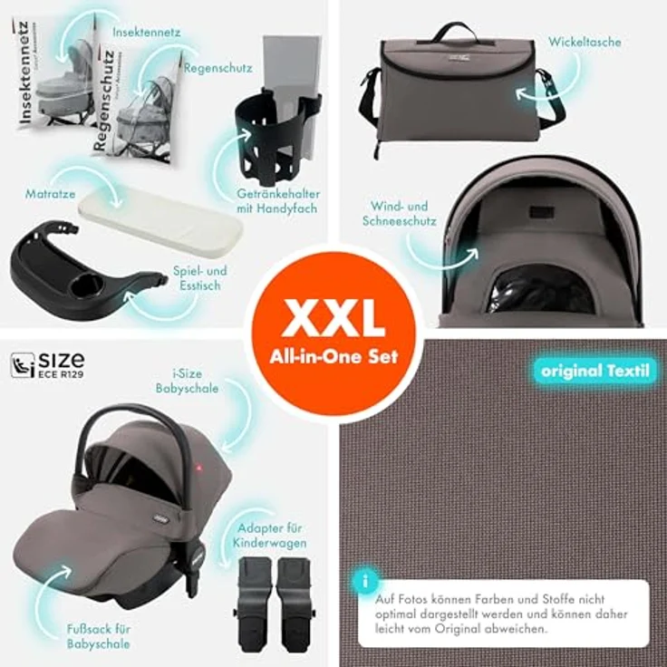 Daliya® FLEXI-PRO M 3in1 Kombikinderwagen mit i-Size Babyschale, leichten Aluminiumrahmen, Memory-Knöpfen und großem Einkaufskorb – Bild 3