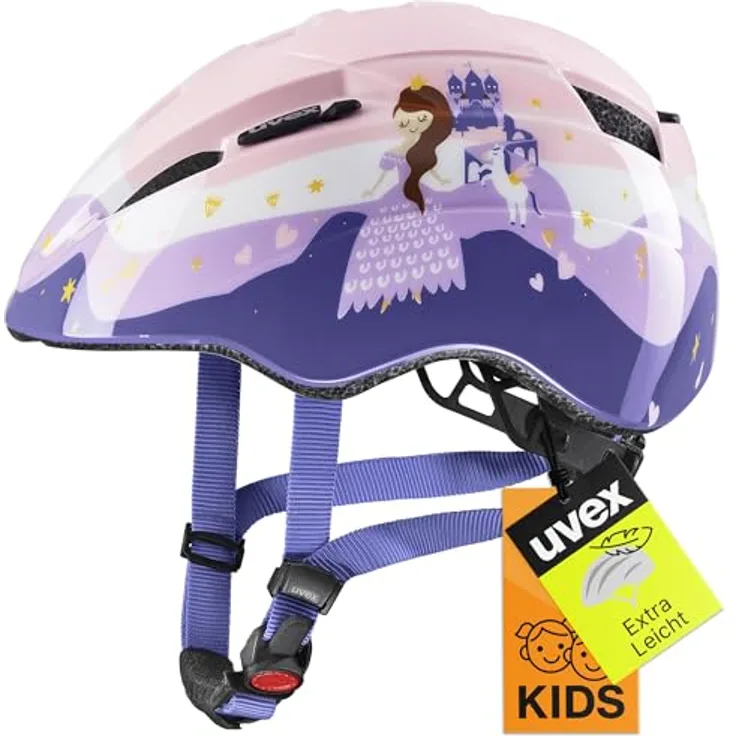 Uvex kid 2 Fahrradhelm für Kinder - individuelle Größenanpassung - erweiterbar mit LED-Licht - princess - 46-52 cm