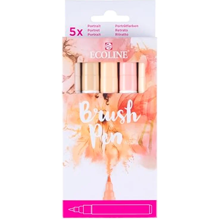 Ecoline Brush Pen-Set 5 flüssige Aquarellstifte in Beige-Rosatönen – Mischbare Pinselstifte für Handlettering und Zeichnen – Bild 1