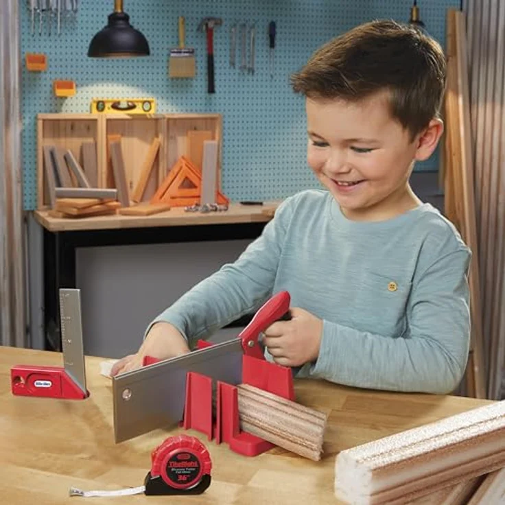 Little Tikes® Kinder-Werkzeug-Set Creative Construction, Mess- und Schneideset mit realistischen Werkzeugen und Schaumstoff "Holz" – Bild 2