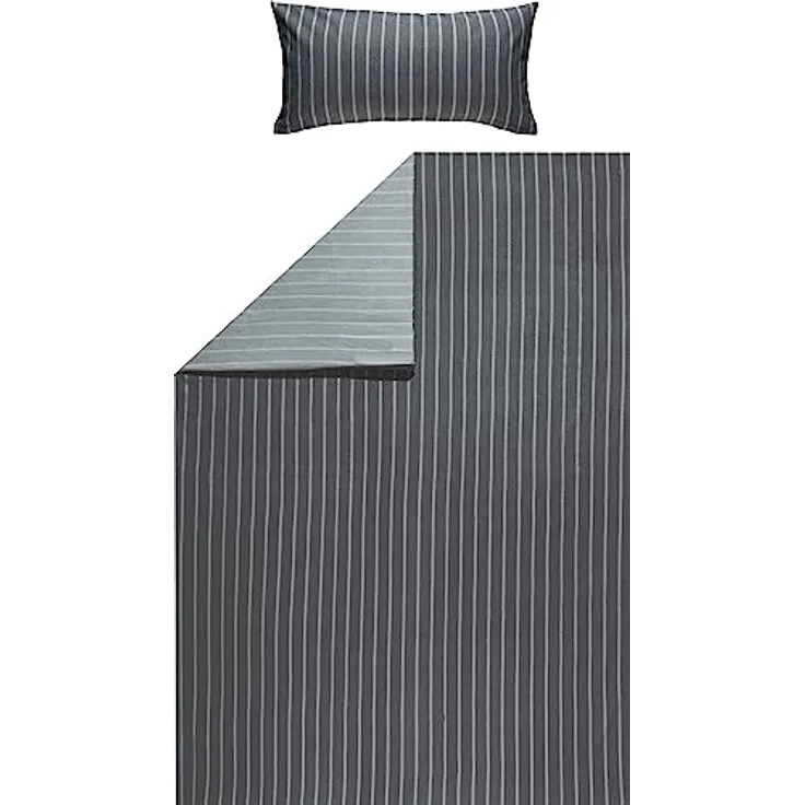 LOOKS BY WOLFGANG JOOP Bettwäsche Feinflanell anthrazit-Silber Größe 155x220 cm (40x80 cm)