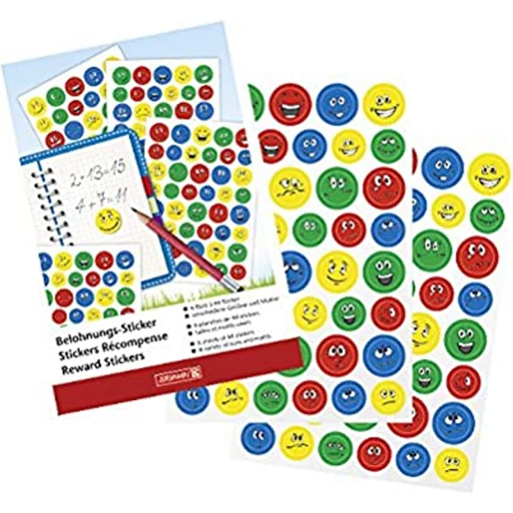 BRUNNEN Aufkleber-Set Smiley, 264 selbstklebende Etiketten aus Papier in bunten Farben – Bild 1