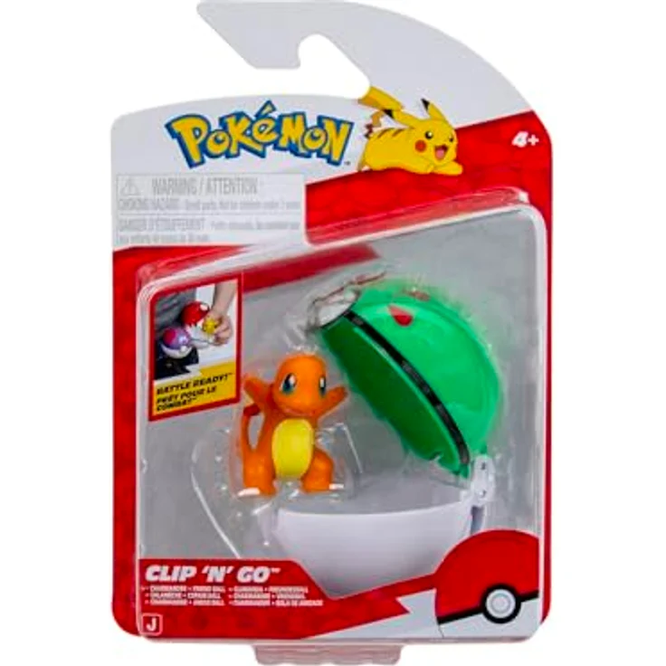 Jazwares Pokémon Clip 'n' Go Actionfigur Glumanda & Poké Ball, 5 cm Figur für Pokémon Sammelspiel – Bild 1