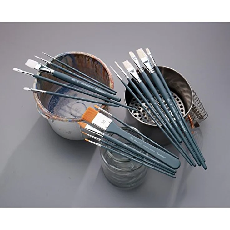 Winsor & Newton 5295003 Foundation Pinselsets, Acrylpinsel, 3er Set,, Rundpinsel Nr. 2, Flachpinsel Nr.2, Filbert Nr.4 - kurzer Stiel – Bild 2