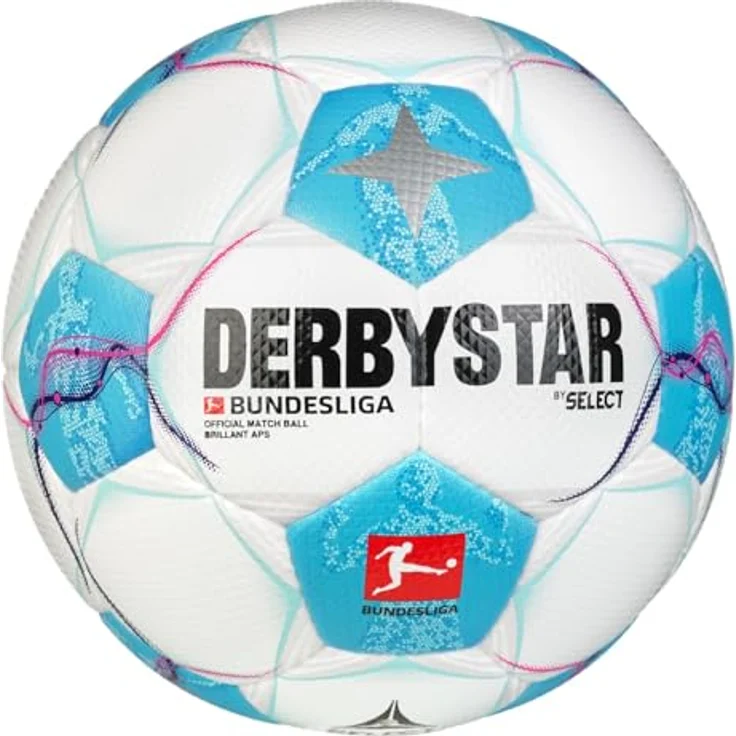 Derbystar Fußball Bundesliga Brillant APS 2024/2025, Aerodynamisch, weich, präzise - Weiß-Hellblau-Schwarz-Pink – Bild 3