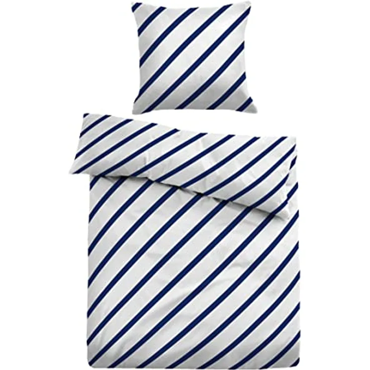 TOM TAILOR 0067692 Bettwäsche Garnitur mit Kopfkissenbezug Satin - Simple Action 1x 135x200 cm + 1x 80x80 cm, Indigo Blue