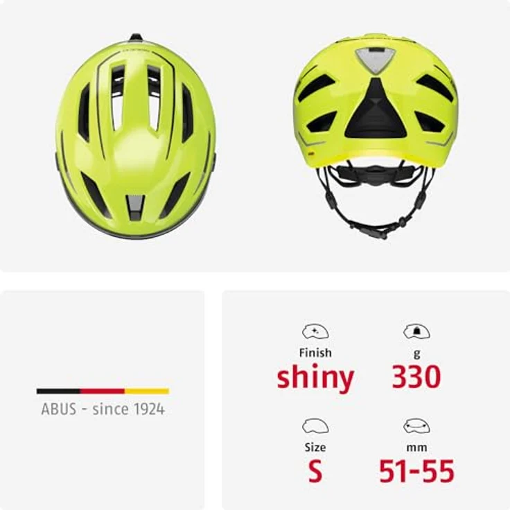 Abus Pedelec 2.0, Kinderfahrradhelm in Signal Yellow, Größe S (51-55 cm) – Bild 5