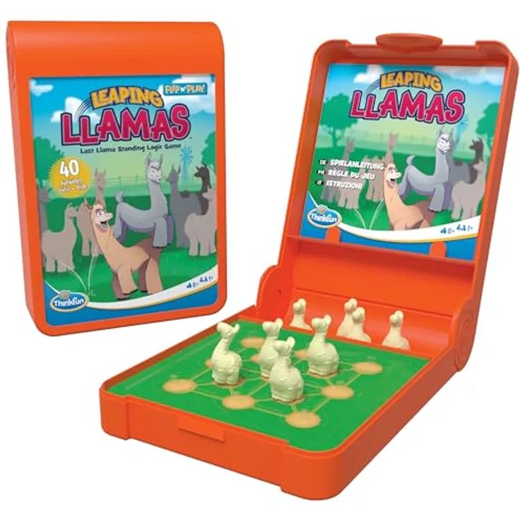 ThinkFun 76575 Flip N' Play Leaping Llamas Logikspiel für Kinder und Erwachsene 8 Jahren, 1 Spieler, White