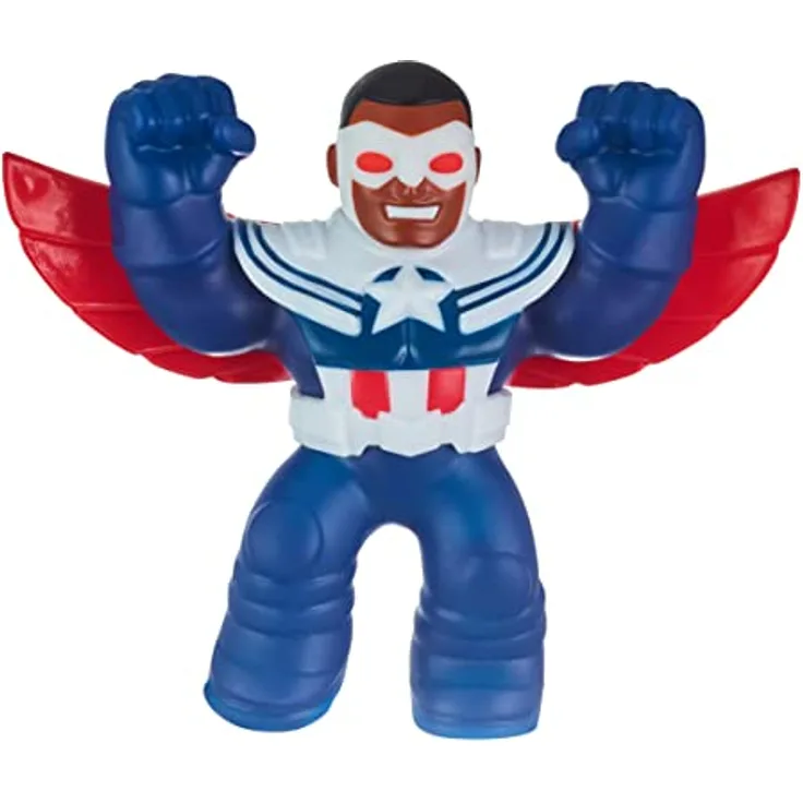 Heroes of Goo Jit Zu Marvel Hero Pack, Captain America Sam Wilson Squishy 11,4 cm, dehnbarer Superhelden Spielzeug für Jungen