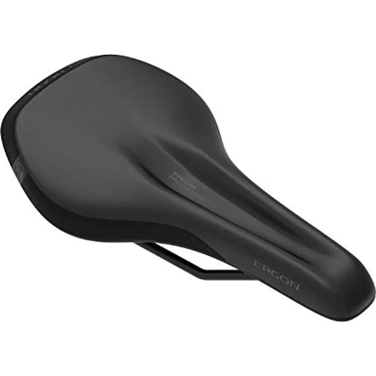 Ergon SMC Core Fahrradsattel MTB Comfort Frauen Medium-Large Schwarz-Grau, orthopädischer Gelschaum, maßgeschneiderte Prägung, flache Rückseite