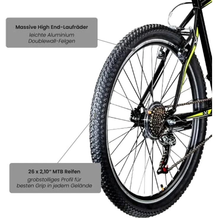 Galano Mountainbike Hardtail 26 Zoll Path MTB Fahrrad 21 Gang Mountain Bike 26" (schwarz/grün, 46 cm) – Bild 5