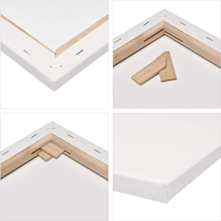 Artina FSC® Keilrahmen 10er Set Akademie 10x10 cm – Leinwand Set Maltuch aus 100% Baumwolle Leinwände 280 g/m² - Keilrahmenset Leinwand zum Bemalen für Acryl-, Aquarell-, Ölfarbe uvm – Bild 5