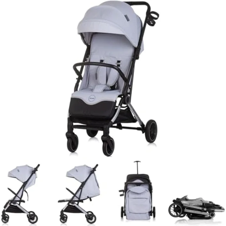 Chipolino Buggy Pixie, zusammenklappbar mit Getränkehalter und Ablagekorb, bis 22 kg, Farbe: hellgrau – Bild 1