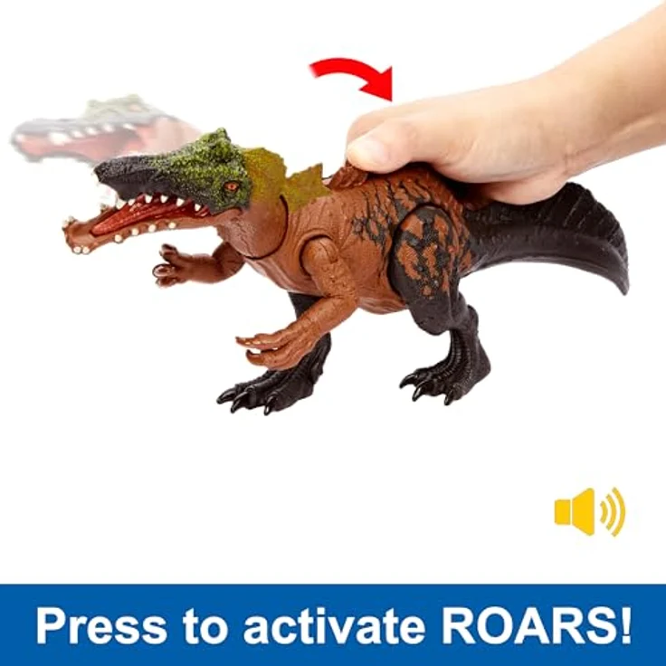 JURASSIC WORLD Wild Roar - Irritator Dinosaurier-Spielzeugfigur mit Brüllgeräusch, Angriffsbewegung und verborgenem Track-Code für AR Erlebnis, 13 cm, für Kinder ab 4 Jahren, HLP22 – Bild 4