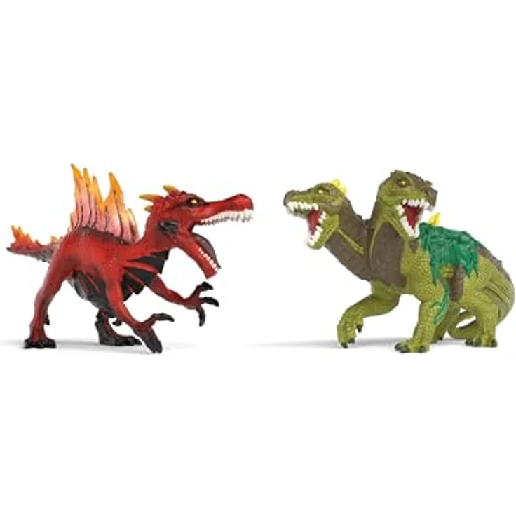 Schleich Eldrador Creatures, Feuersaurier vs Dschungelechse, kämpfendes Duell mit zwei Köpfen und flammendem Echsenkamm, 30 x 15 x 10 cm – Bild 1