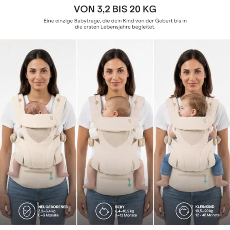 Koala Cuddle Carry, Babytrage für Neugeborene bis 20,4 kg, ergonomisch mit 3 Tragepositionen, inklusive Windschutzkapuze – Bild 3