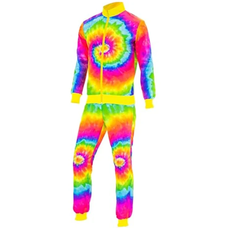 Widmann Psychedelic Hippie Trainingsanzug Unisex, Jacke und Hose in bunten Farben, Größe L – Bild 4
