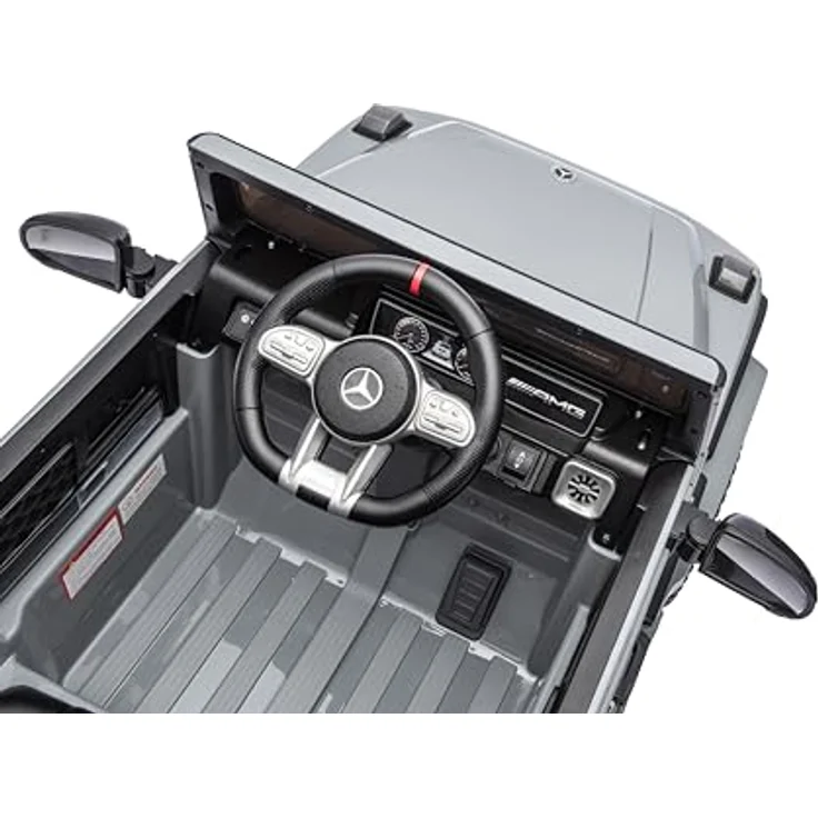 FINOOS Mercedes Benz G63 Kinder Elektroauto 12V mit Fernbedienung, grau, 2 Motoren, LED-Scheinwerfer, USB/AUX/SD-Slot, Sicherheitsfunktionen – Bild 8