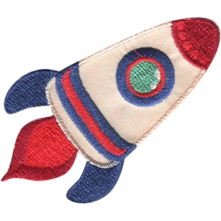 Rakete Fahrzeug - Aufnäher, Bügelbild, Aufbügler, Applikationen, Patches, Flicken, Zum Aufbügeln, Größe: 4,2 x 7,8 cm