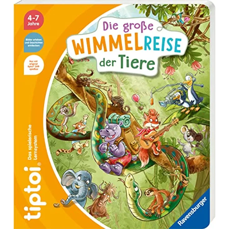 Ravensburger tiptoi® - Die große Wimmelreise der Tiere, interaktives Wimmelbuch für Kinder