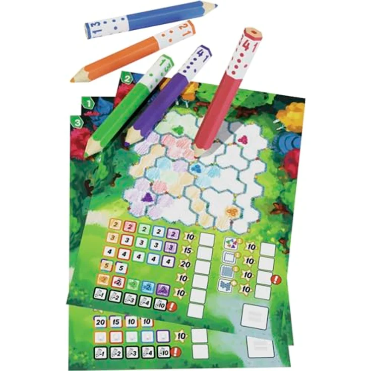 AMIGO 02410 Pick a Pen: Gärten, bunt - Roll & Write Brettspiel von Reiner Knizia, ab 8 Jahre, 2-4 Spieler – Bild 4