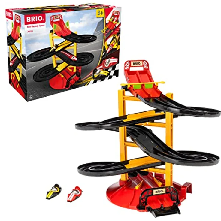 BRIO 30550 - Rennbahn-Turm mit Zwei Rennwagen - Rennwagen-Spielzeugset für Kinder ab 3 Jahren