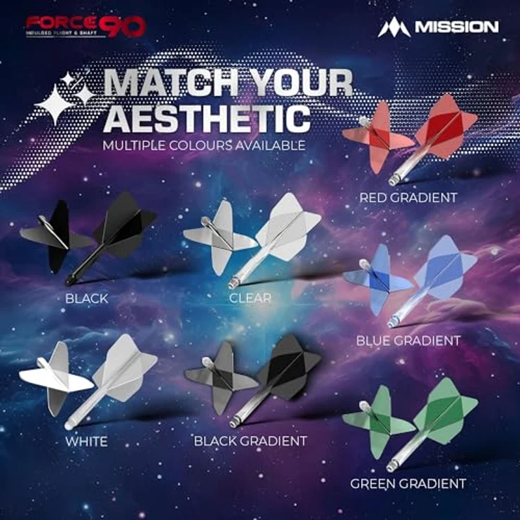 Mission Darts Force 90, integriertes Dart-Flight und Schaftsystem, Packung mit 3 langlebigen Standard Nr. 6 Darts, verschiedene Ausführungen erhältlich – Bild 3