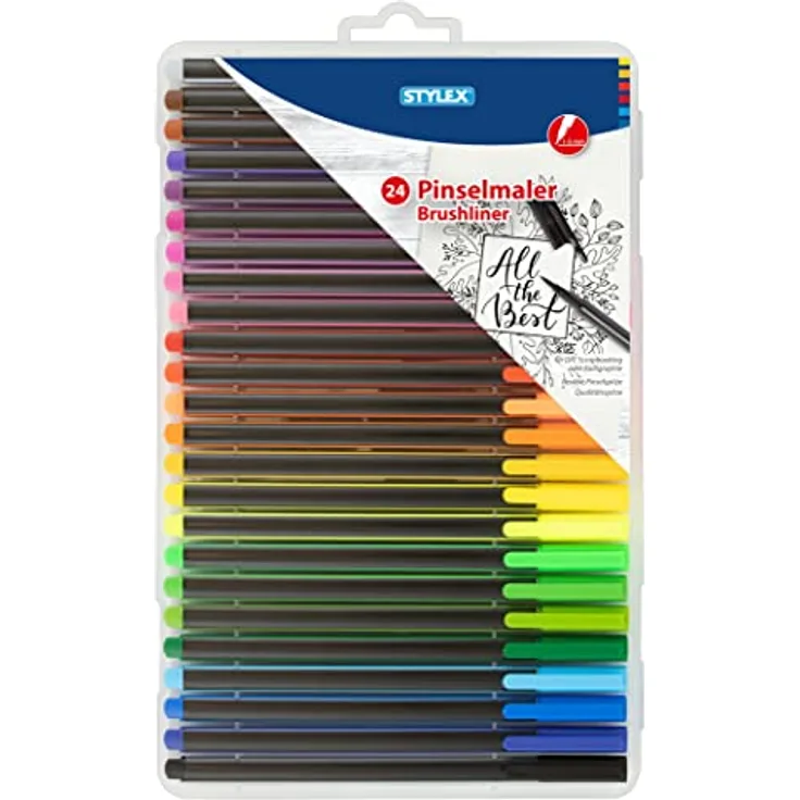 Stylex 32835 - Brush Pens mit flexible Pinselspitze, Strichstärke 1,5 mm, für Scrapbooking, 24 Stück