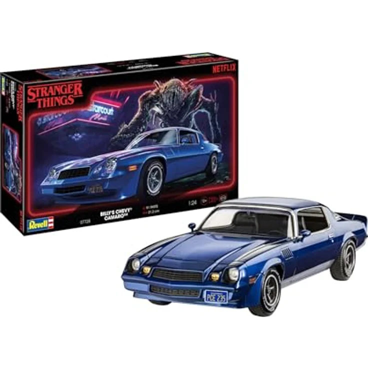 Revell Stranger Things Chevy Camaro Z/28, Modellfahrzeug im Maßstab 1:24 mit detailliertem mehrteiligen Motor und authentischen Abziehbildern – Bild 1