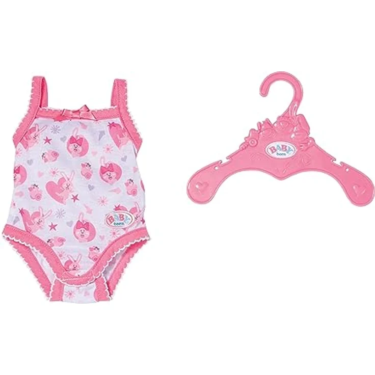 BABY born, Puppenbody, Body 43cm, Unterwäsche Set in weiß und rosa für 43 cm große Puppen mit Kleiderbügel, 834237, Zapf Creation, Nocolor, 43 – Bild 2