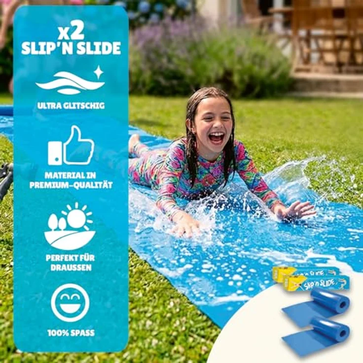 Original Cup XXXXXL Maxi Wasserrutschmatte, 20 Meter Wasserrutsche aus robustem PVC, wetterbeständig, ideal für Kinder und Erwachsene, Slip'n Slide für Gartenrennen – Bild 2