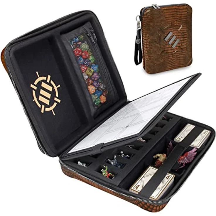 ENHANCE Collector's Edition RPG-Organizer-Etui, DND-Ordner mit Zeichenblatthalter, löschbarem Schreiber-Panel, Würfelrollbereich, abnehmbarer Stifttasche und Miniatur-Schaumstoffablage, viele Farben erhältlich – Bild 1