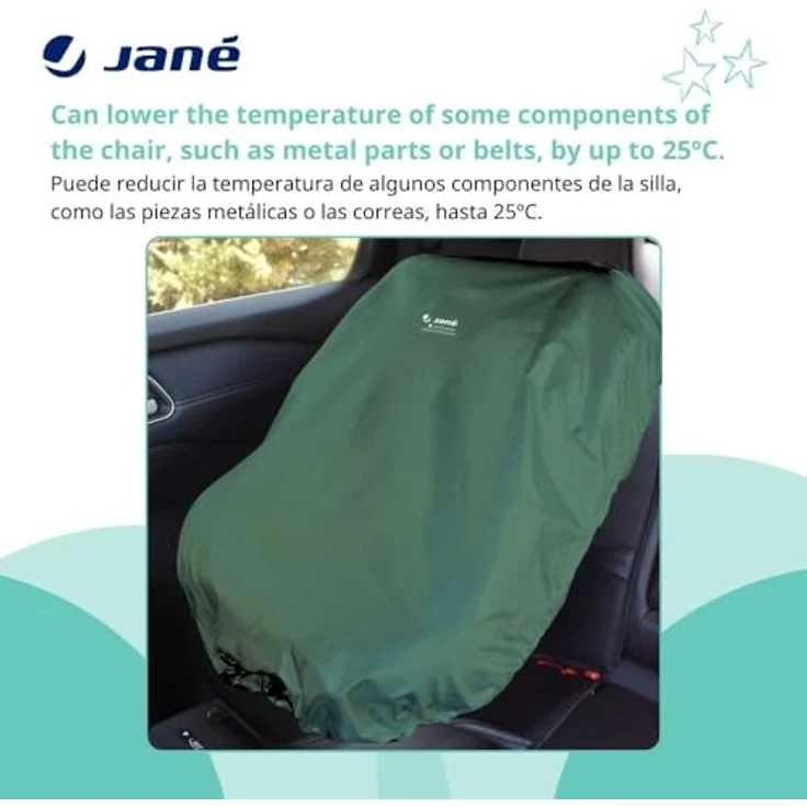 Jané Thermoabdeckung Autositz Baby Universal, UV-Schutz, reduziert Hitze bis 25°C, wasserdicht, faltbar, grün – Bild 4