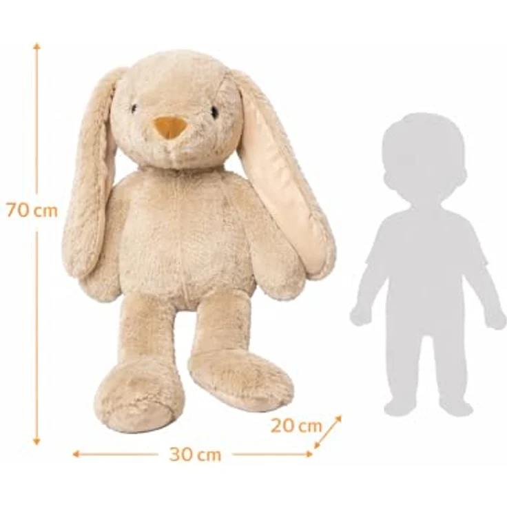 Tendertoys Kuscheltier Hase XXL 70 cm, weiches Plüschtier in braun-pastell mit langen Ohren, ideal zum Spielen, Schlafen und Dekorieren, Geschenk für Kinder – Bild 2