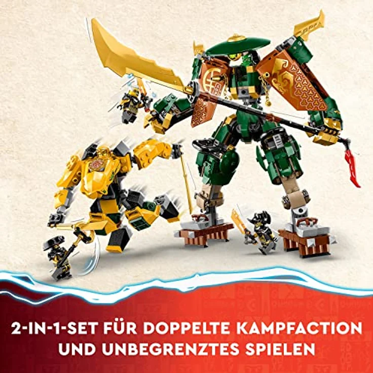 LEGO 71794 NINJAGO Lloyds und Arins Ninja Training-Mechs Set mit 2 kombinierbaren Action-Figuren und 5 Minifiguren, Ninja-Kampfspielset, Geschenk für Kinder – Bild 3