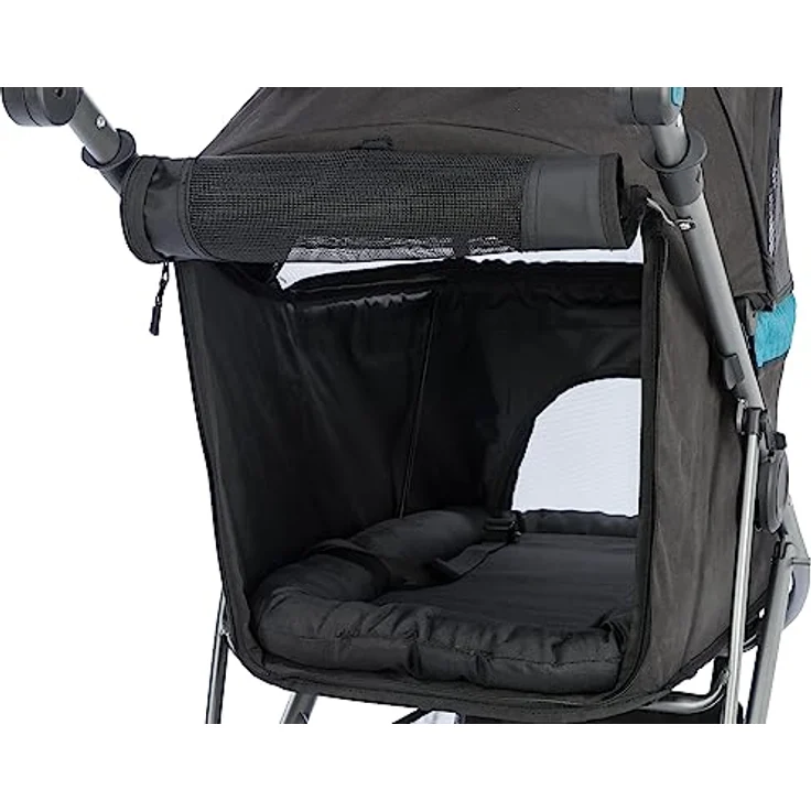TRIXIE Buggy 60 × 112 × 120 cm, Fahrradanhänger mit luftgefüllten Reifen, schwarz/petrol, für Hunde und Katzen – Bild 7
