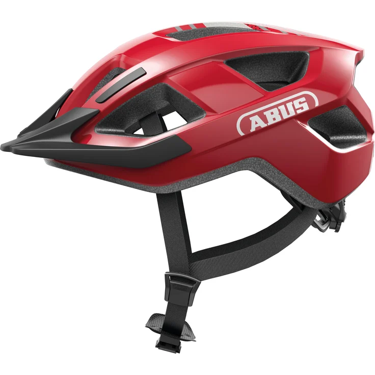 ABUS Fahrradhelm Aduro 3.0 LED - sportiver City-Helm für Damen und Herren - Größe M, Rot mit Rücklicht – Bild 1
