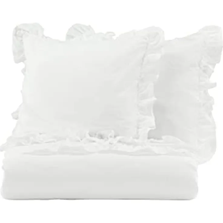 Venture Home Levi Bed Set Cotton w ruffle - White - 240*220, Kinderbettwäschen mit dekorativem Rüschenrand