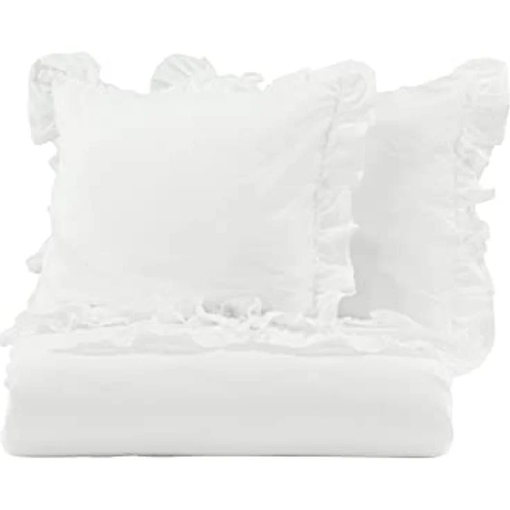 Venture Home Levi Bed Set Cotton w ruffle - White - 240*220, Kinderbettwäschen mit dekorativem Rüschenrand – Bild 1