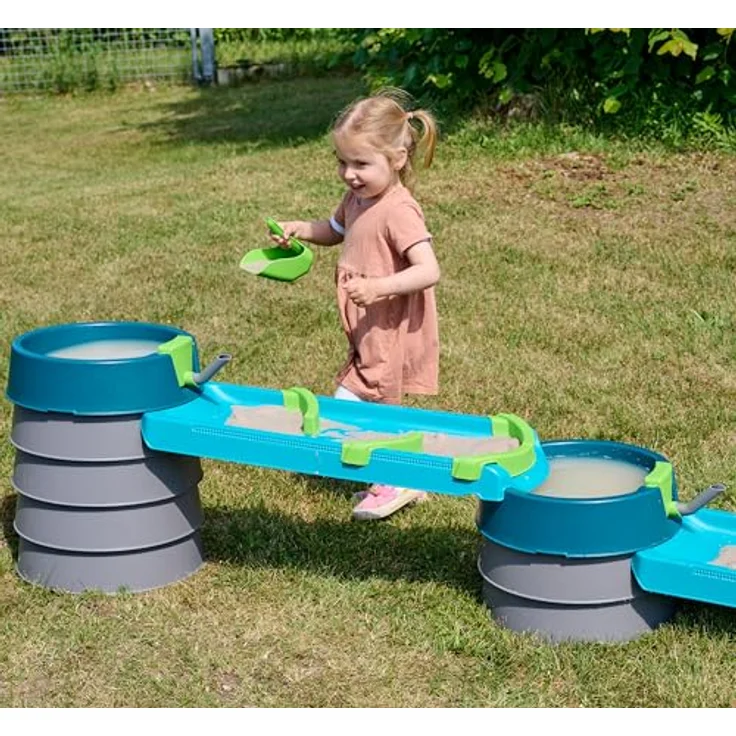 AquaPlay Mudway Flow, kombinierte Wasser- und Sandspielbahn mit 2,3m Wasserbahn, Schleusen und Becken, flexibles Stecksystem, wetterfest, für Kinder ab 3 Jahren – Bild 4