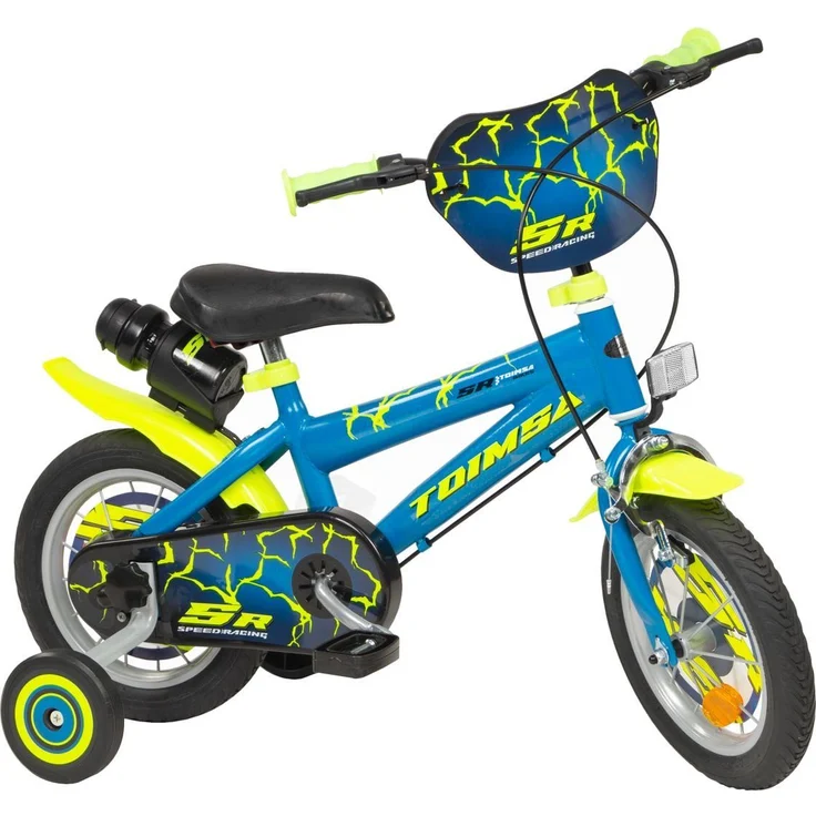 Toimsa Bikes Kinderfahrrad 12 Zoll Lightning Blau 16212, Stützräder und Trinkflasche