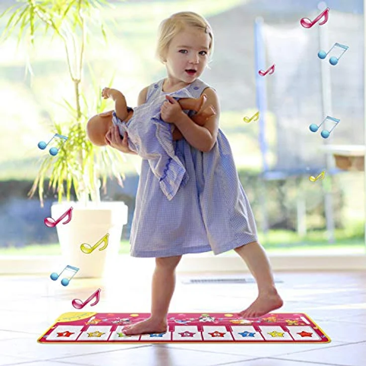 EXTSUD Klaviermatte,Kinderspielzeug Geschenk für Jungen Mädchen,Kleinkind Tanzmatten,Baby Spielzeug ab 1 Jahr Geschenk, Mädchen Instrumenten Klaviertastatur Keyboard Musikmatte – Bild 5