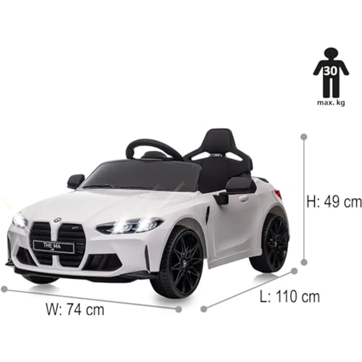 JAMARA Ride-on BMW M4, Elektroauto für Kinder ab 3 Jahren, 2,4GHz Fernsteuerung, Lithium-Ionen-Akku, LED-Scheinwerfer, 2 Gänge, Bluetooth Musikfunktion, manuell öffnende Türen – Bild 3