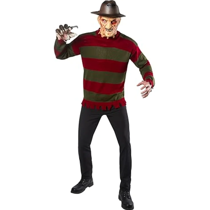 Rubies Freddy Krüger Pullover Halloween Kostüm, rot-grün gestreift, XL, authentische Ausführung mit ausgefransten Ärmeln – Bild 2