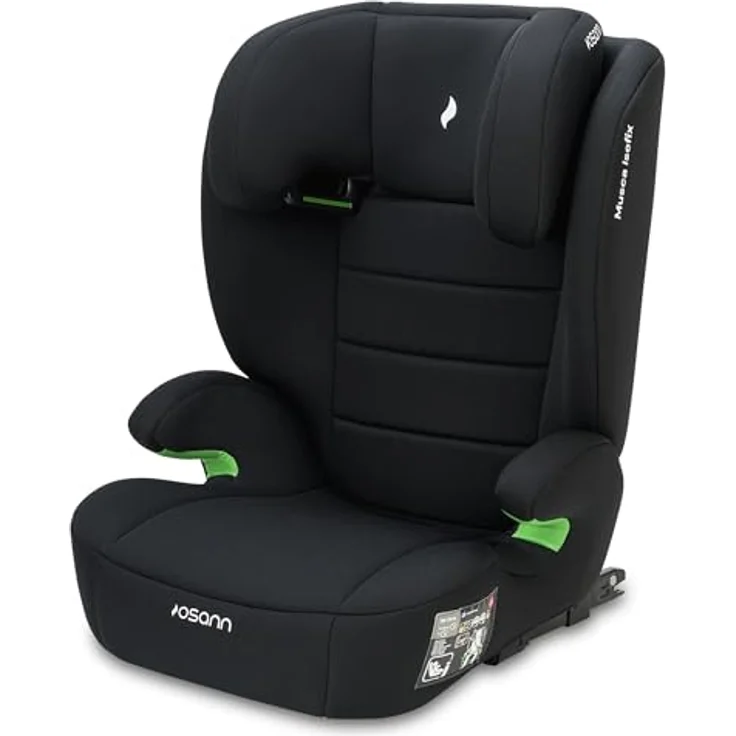 Osann Kindersitz Musca Isofix i-Size ab 3 Jahre - 12 Jahre (100 cm - 150 cm) mit Isofix - Black, 14-fach höhenverstellbare Kopfstütze, Memoryschaum Seitenaufprallschutz – Bild 4