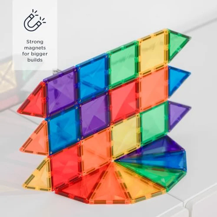 Connetix Magnetspielbausteine Rainbow Mini Pack verstärkte Magnete pädagogisches Lernspiel Kreativ, (Open Play, 24 Teile), ab 3 Jahren, Regenbogenfarben – Bild 2