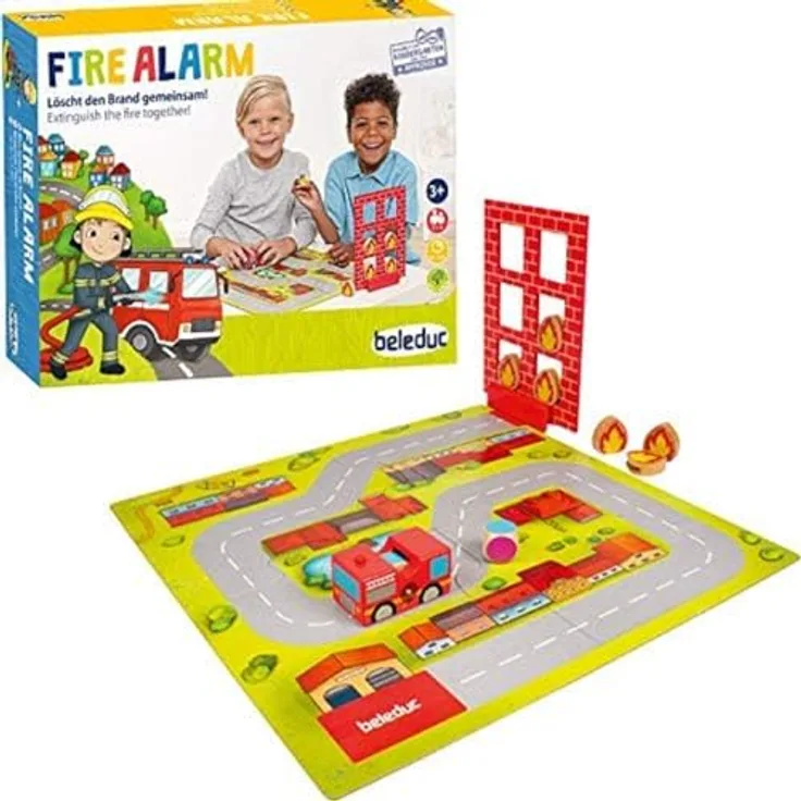 Beleduc Fire Alarm, Kinderspiel, Lernspiel für Zuhause - Bekannt aus dem Kindergarten, kooperatives Spiel zur Farberkennung, trainiert die Feinmotorik, ab 3 Jahren