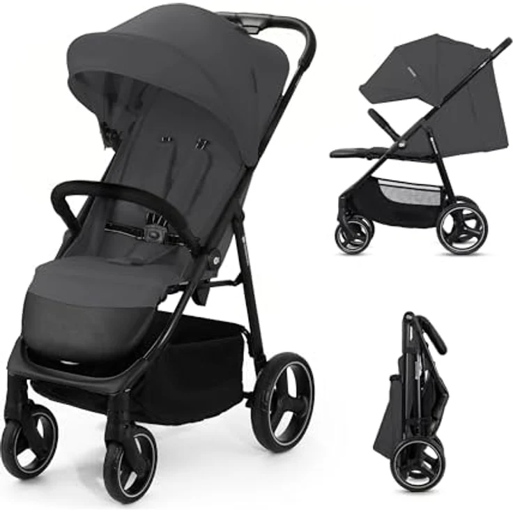 kk Kinderkraft TRIG 3 Kinderwagen, Kinderbuggy, Liegewagen, Sportwagen, Zusammenklappen, bis zu 25 kg, Grau – Bild 1