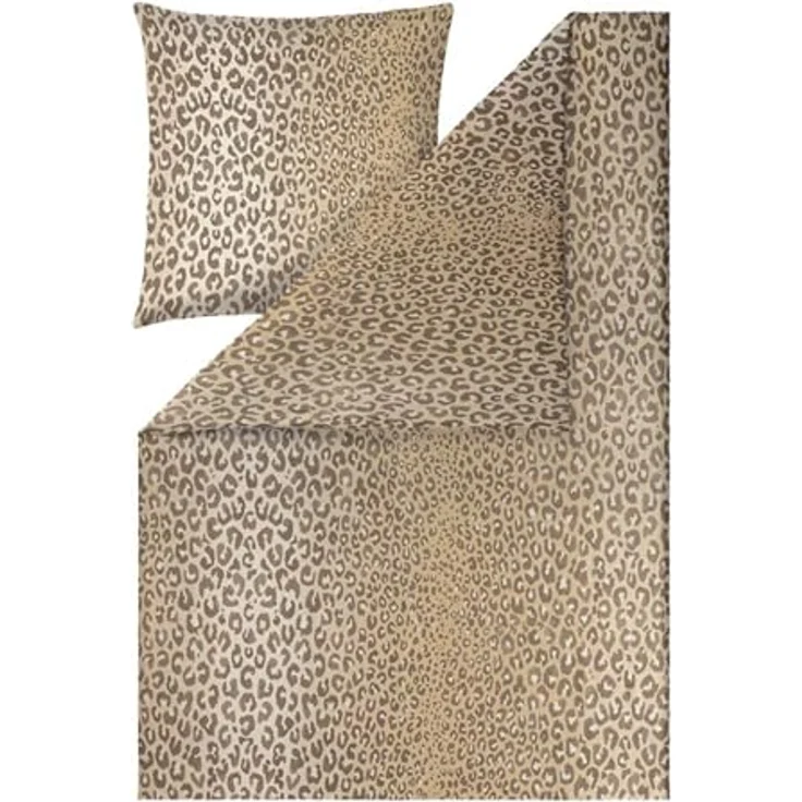 ESTELLA Bettwäsche Lionel, beige, 135x200 cm + 80x80 cm, seidig-glänzende Oberfläche, 100% Baumwolle, atmungsaktiv & pflegeleicht – Bild 1